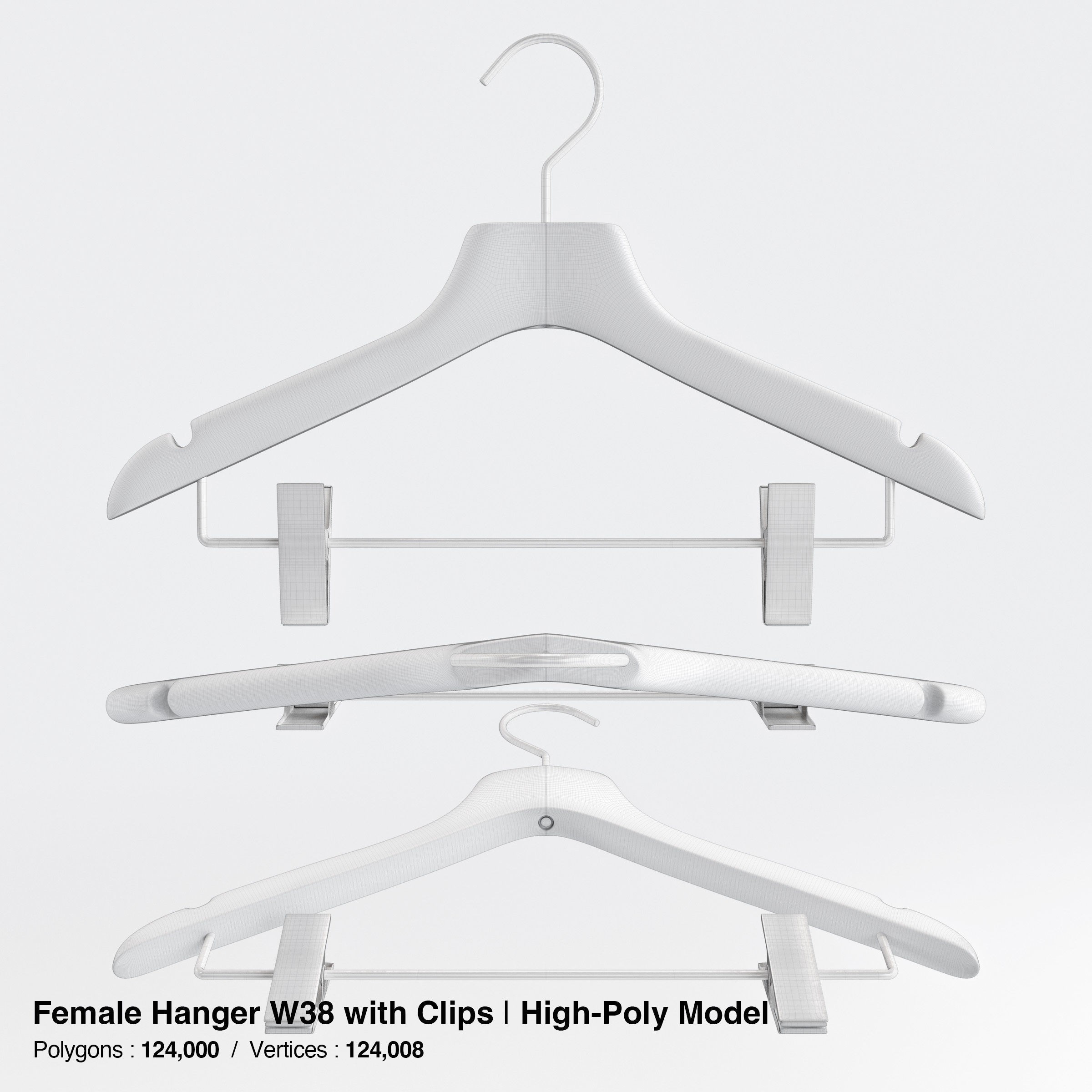 Wooden Clothes Hangers Collection - Low-Poly 3D Model - View 50