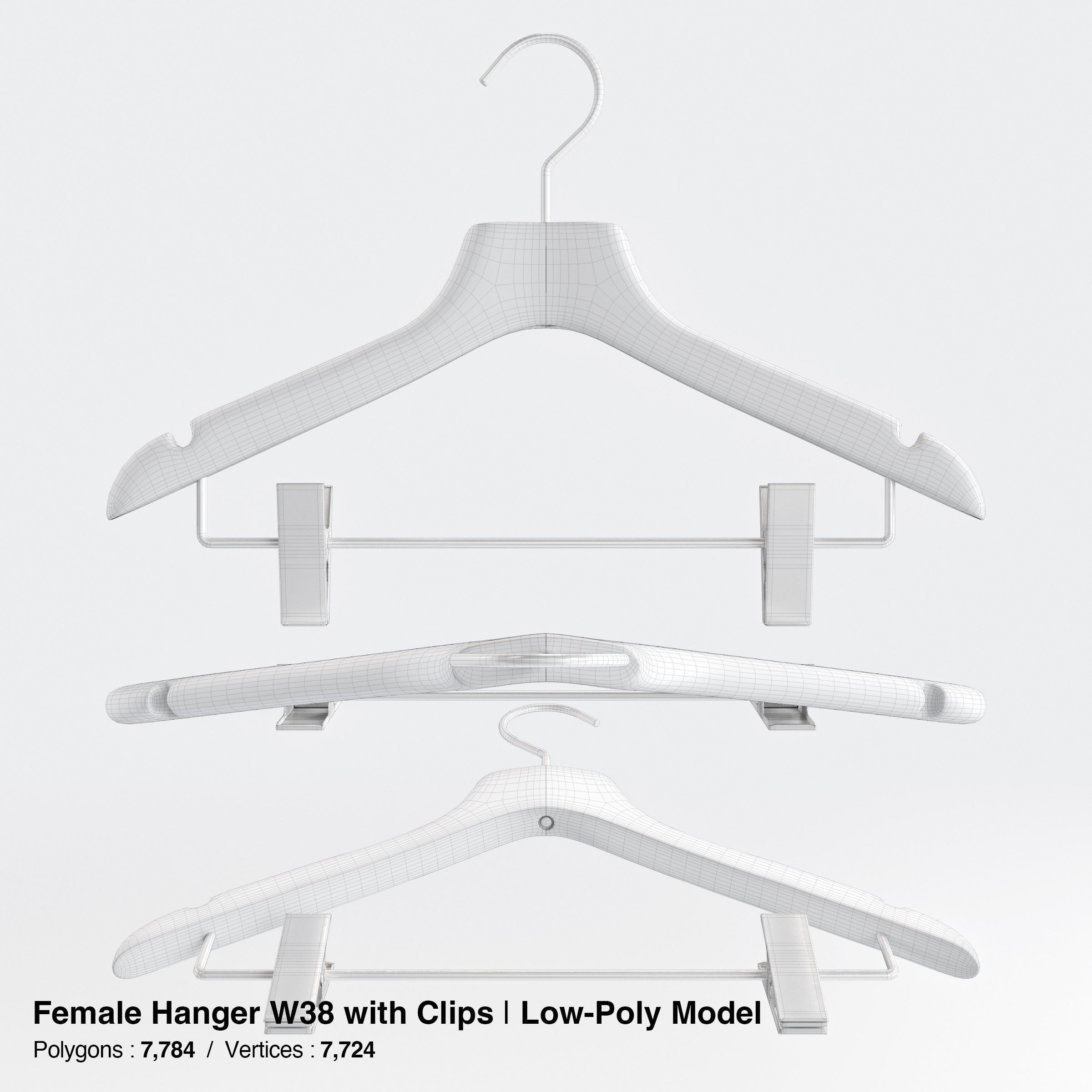Wooden Clothes Hangers Collection - Low-Poly 3D Model - View 53