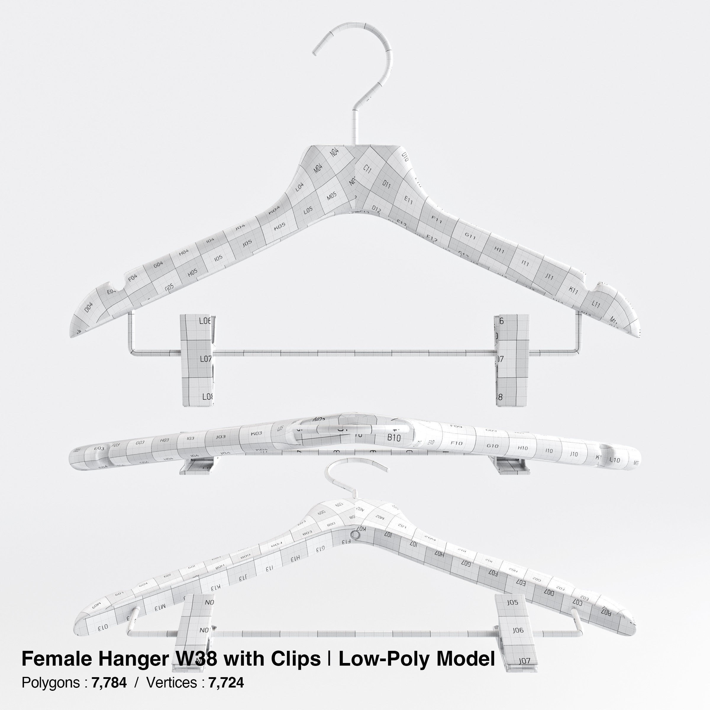Wooden Clothes Hangers Collection - Low-Poly 3D Model - View 54
