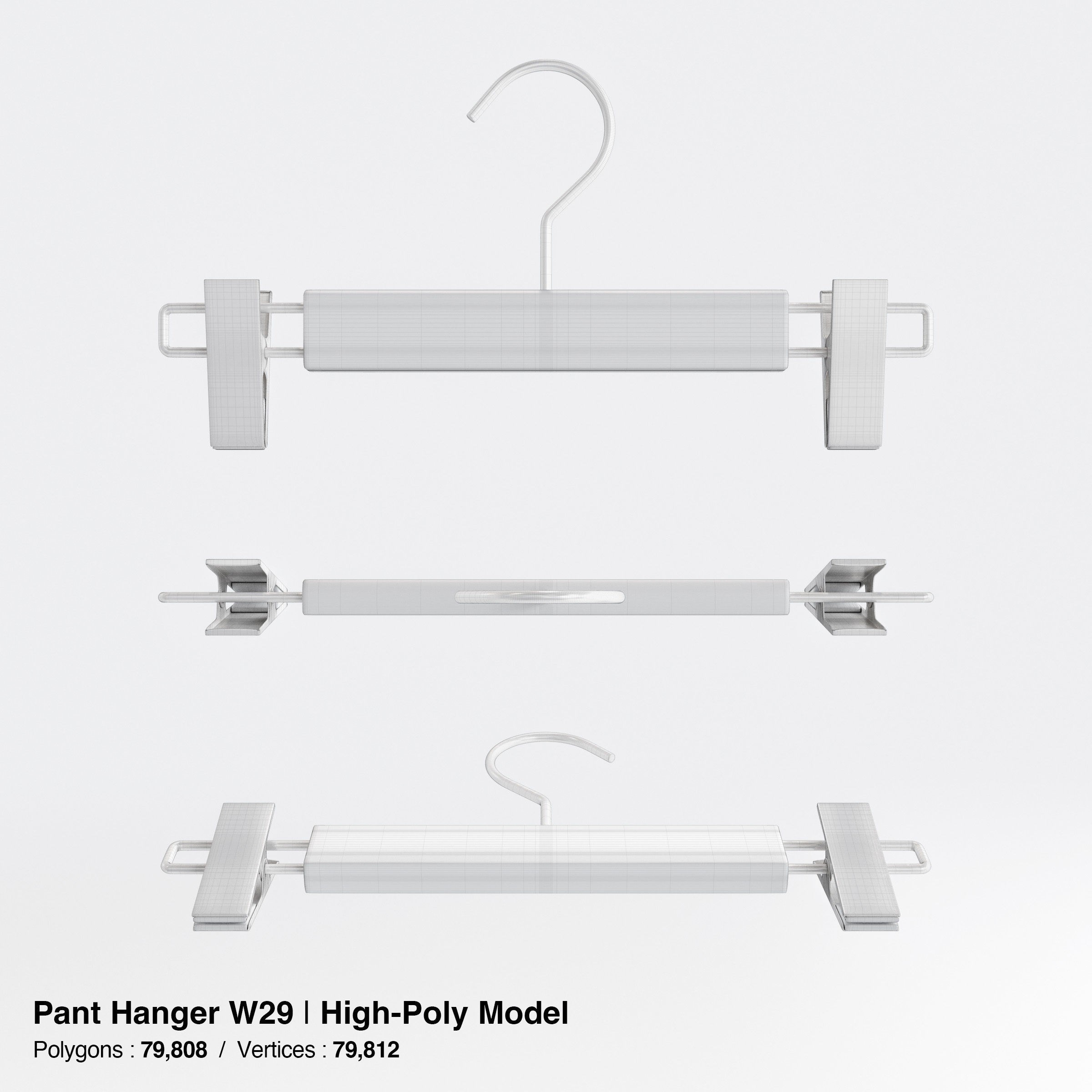 Wooden Clothes Hangers Collection - Low-Poly 3D Model - View 56