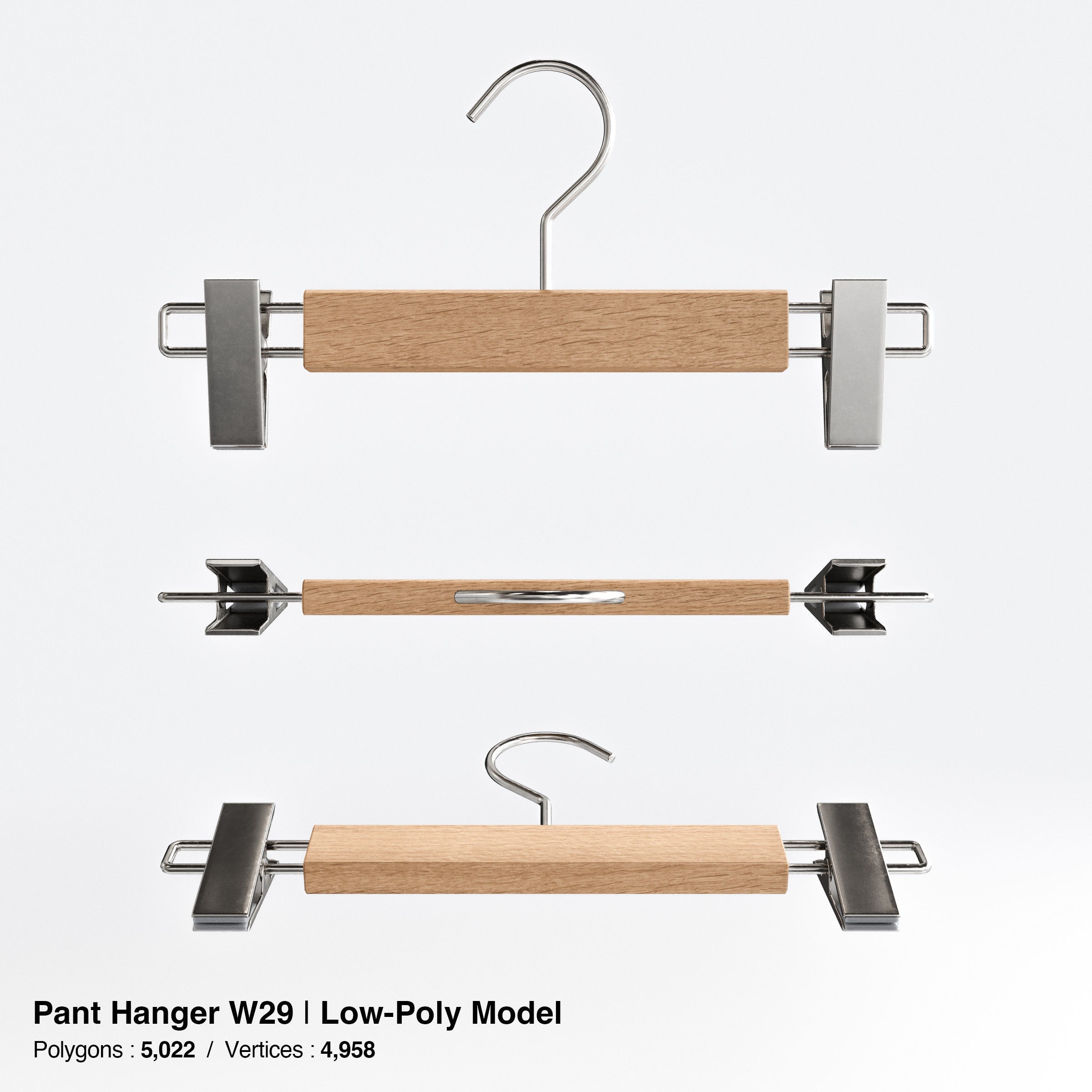Wooden Clothes Hangers Collection - Low-Poly 3D Model - View 58