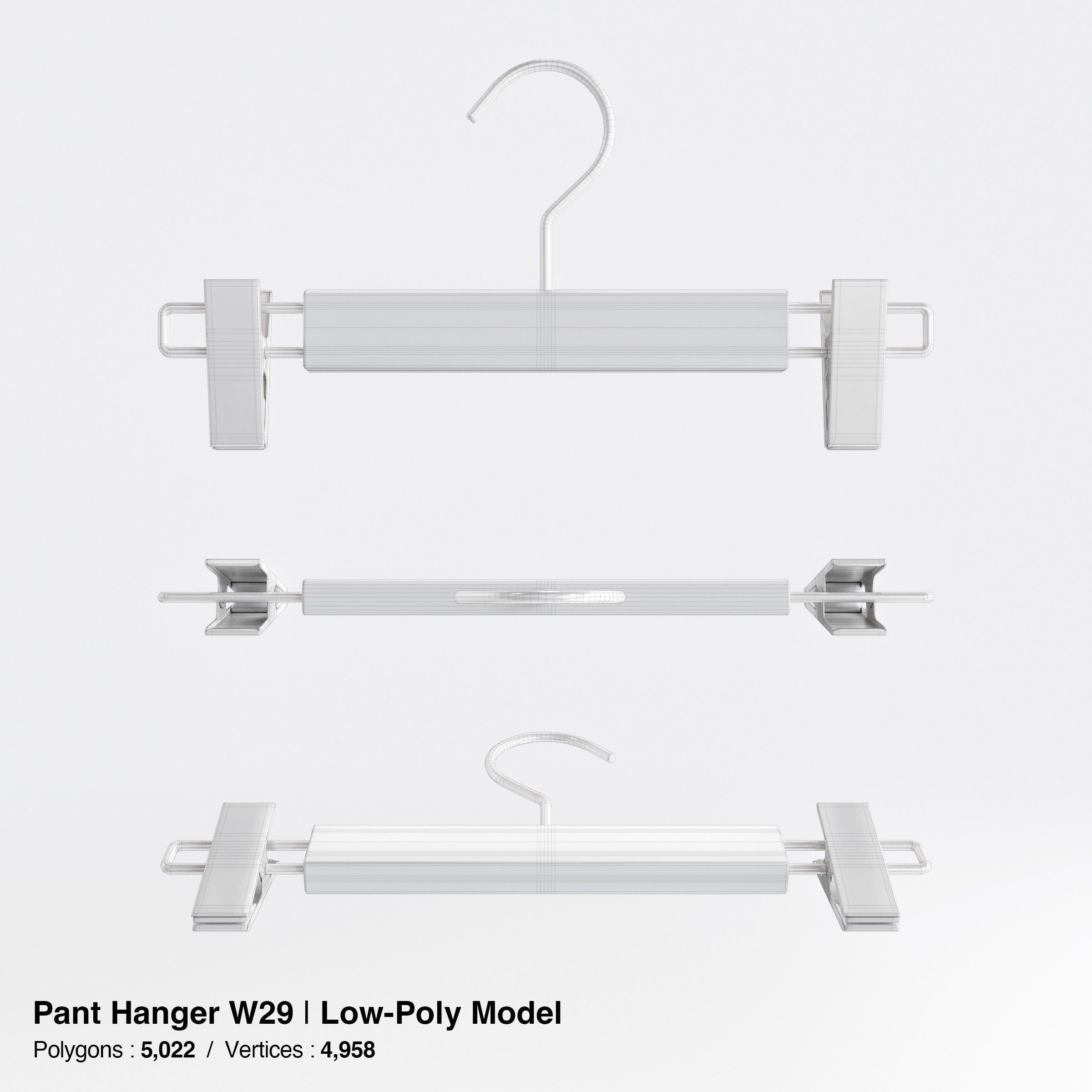 Wooden Clothes Hangers Collection - Low-Poly 3D Model - View 59