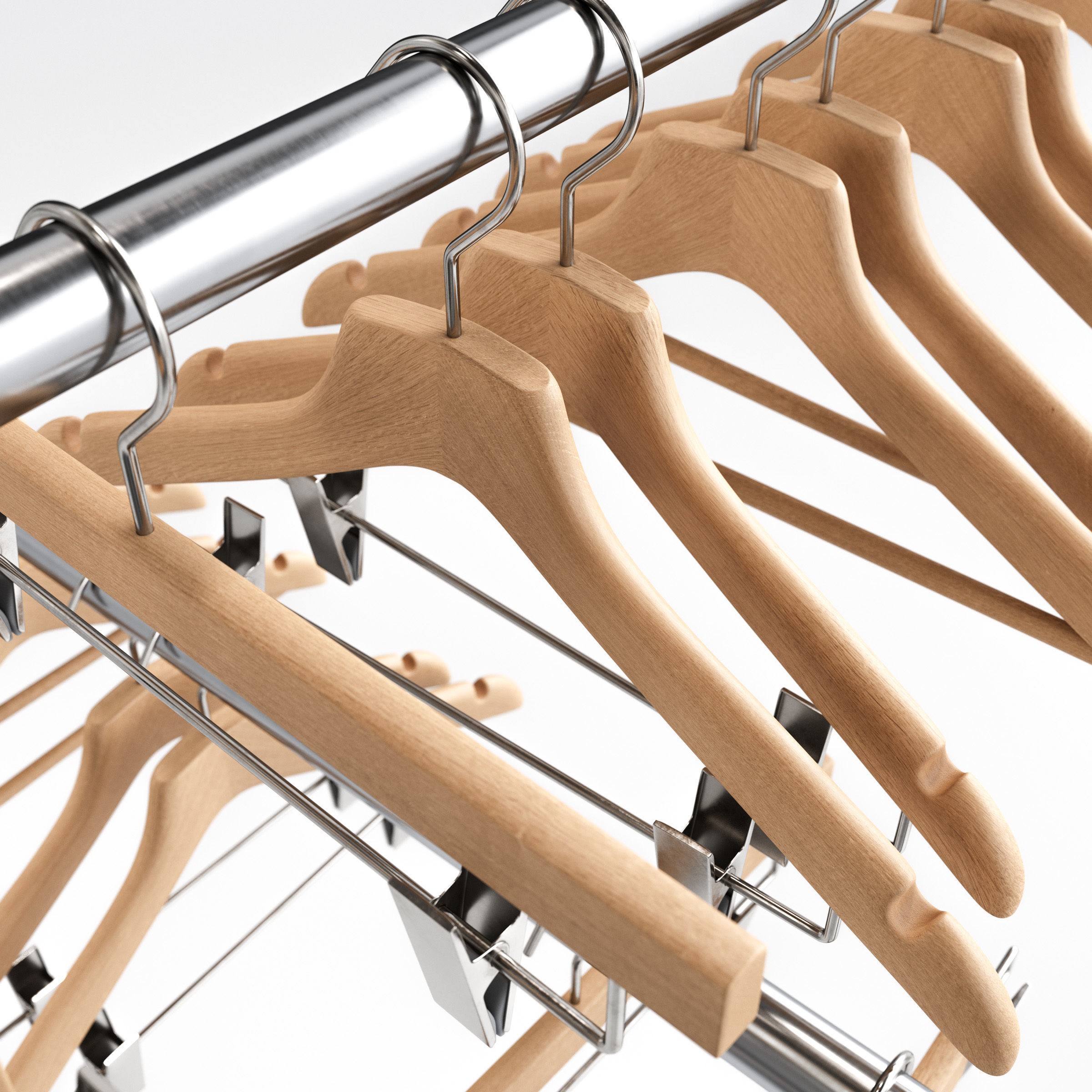 Wooden Clothes Hangers Collection - Low-Poly 3D Model - View 6