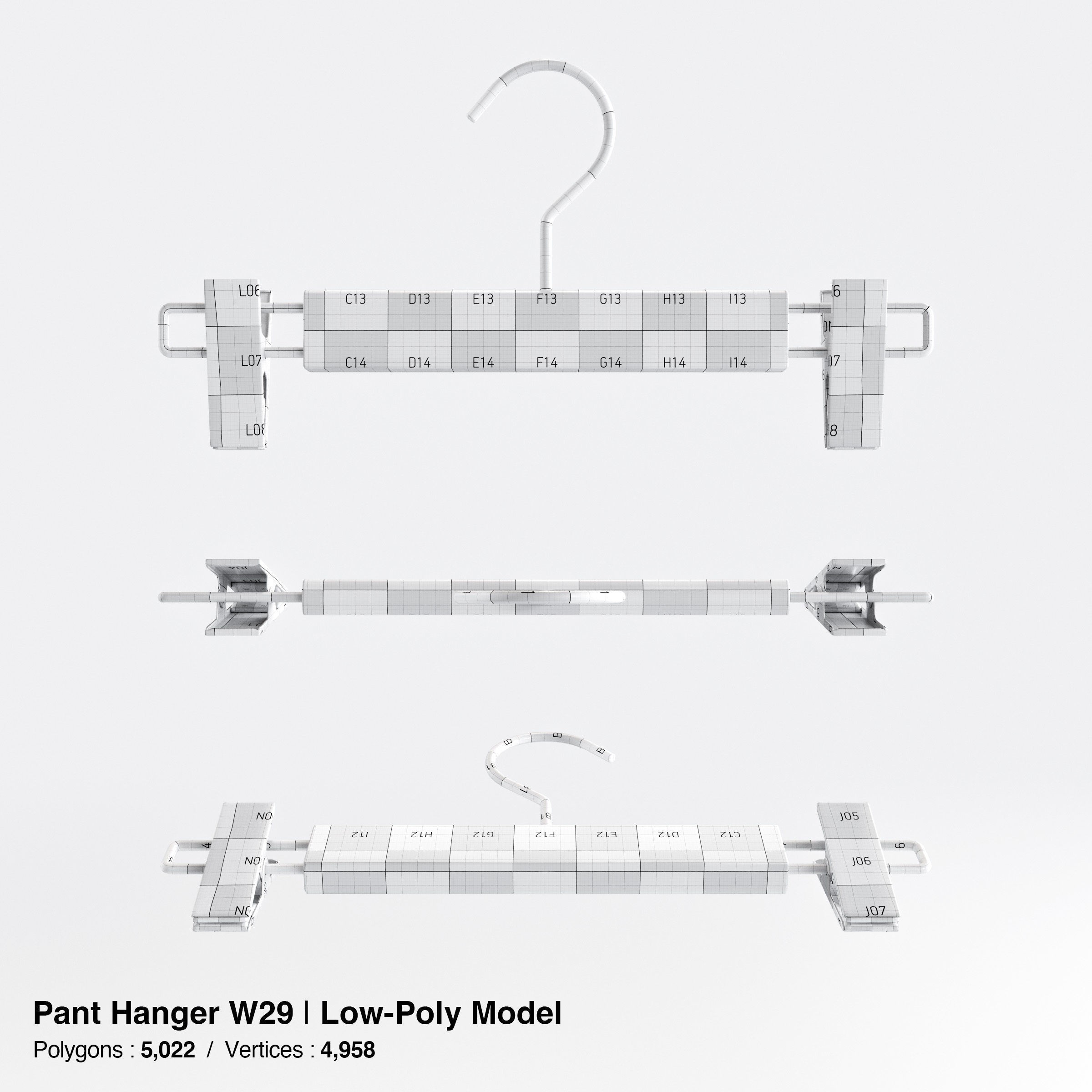 Wooden Clothes Hangers Collection - Low-Poly 3D Model - View 60