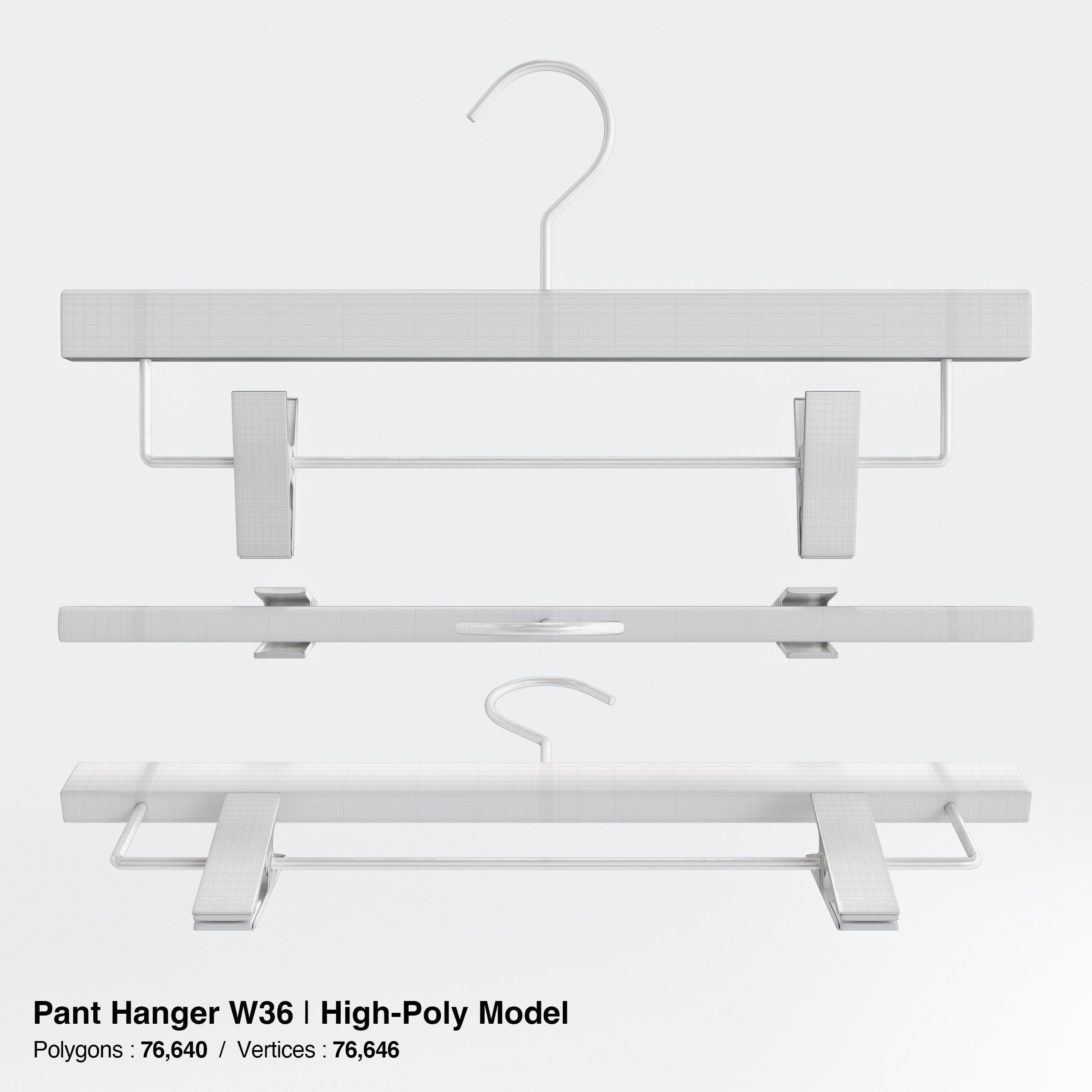 Wooden Clothes Hangers Collection - Low-Poly 3D Model - View 62