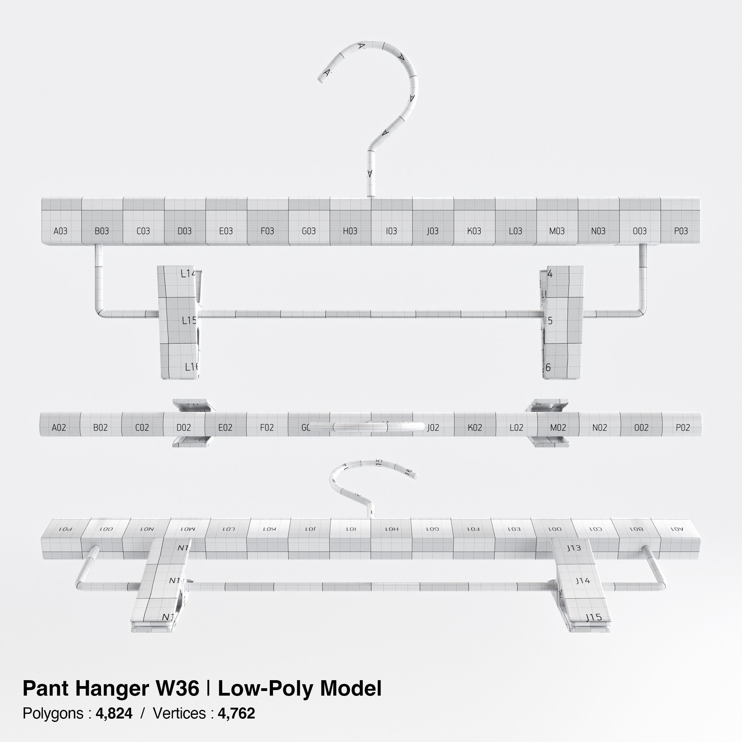 Wooden Clothes Hangers Collection - Low-Poly 3D Model - View 66