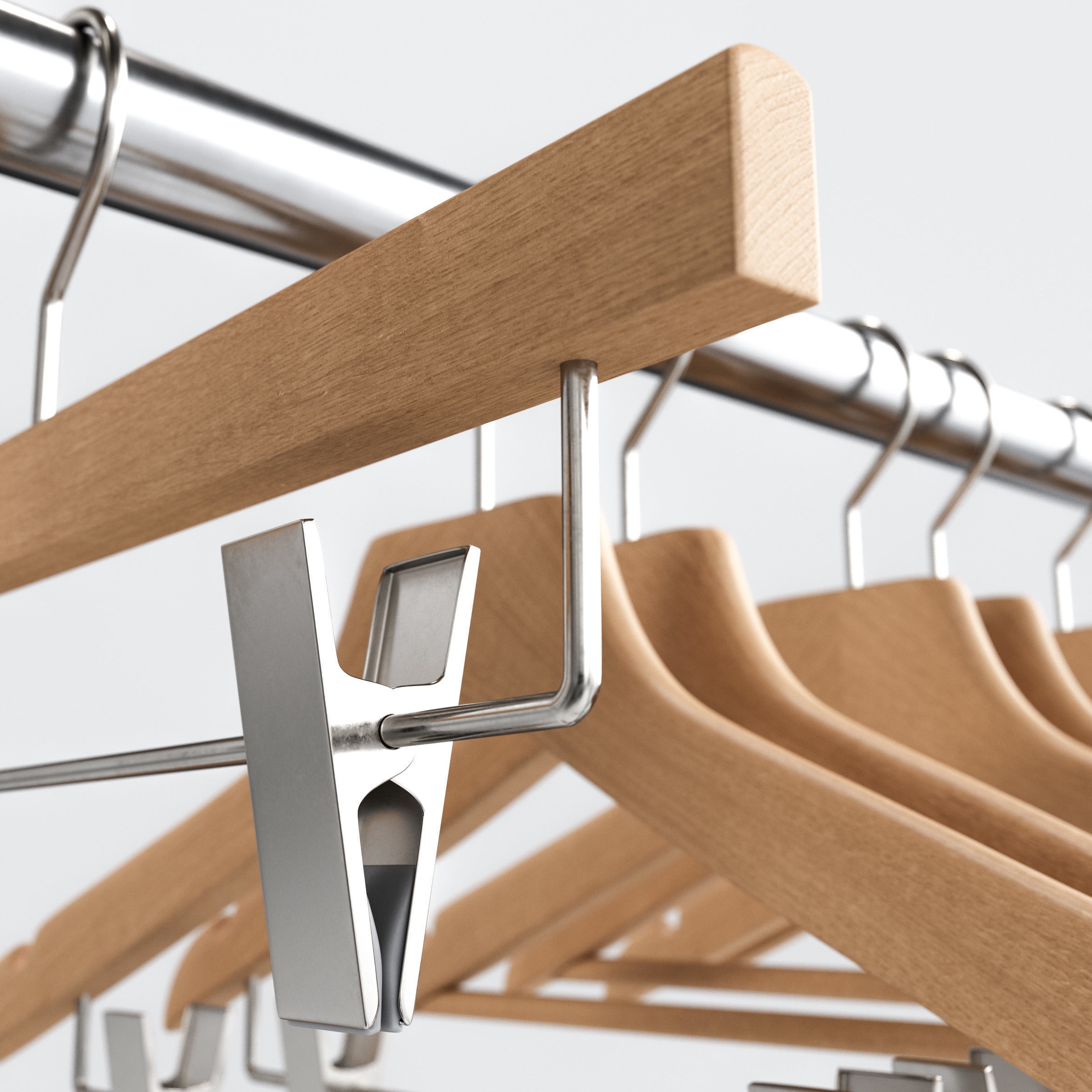 Wooden Clothes Hangers Collection - Low-Poly 3D Model - View 8