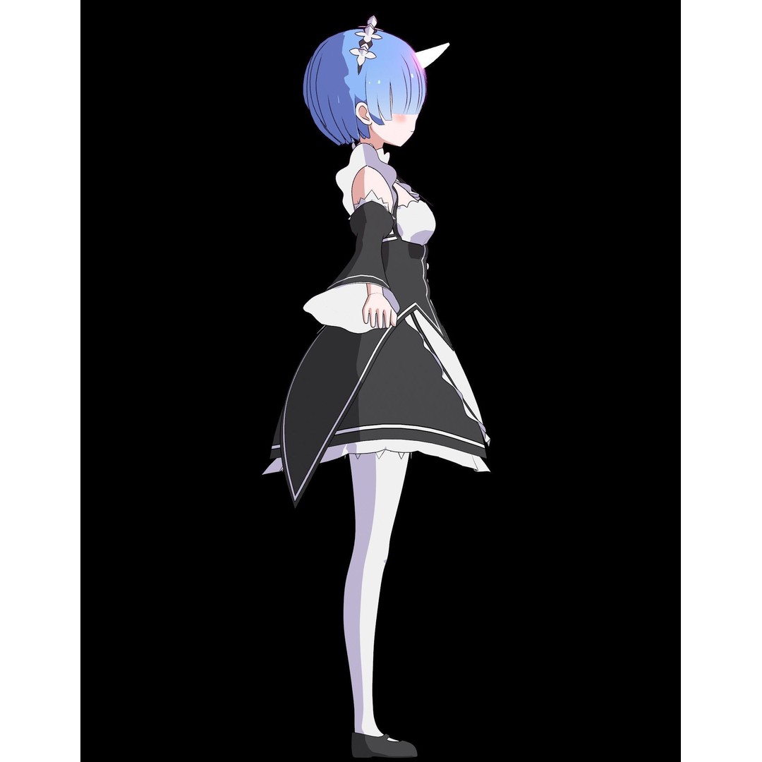 Ram & Rem 3D Model – Low Poly Anime Characters for Blender - View 17