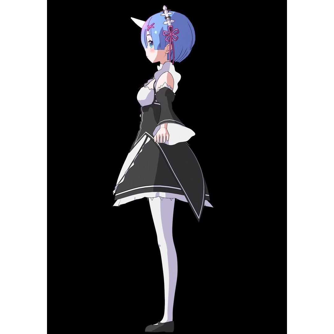 Ram & Rem 3D Model – Low Poly Anime Characters for Blender - View 21