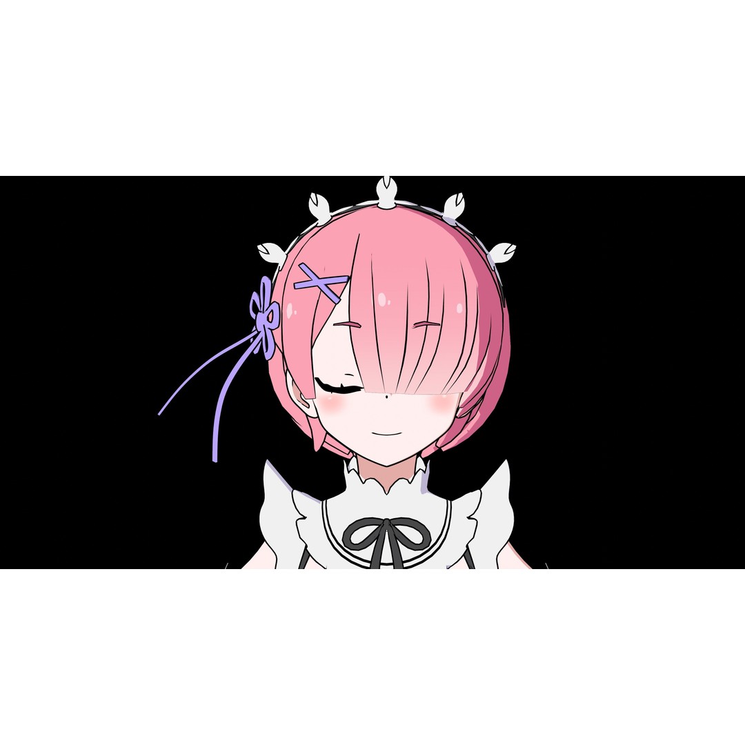 Ram & Rem 3D Model – Low Poly Anime Characters for Blender - View 23
