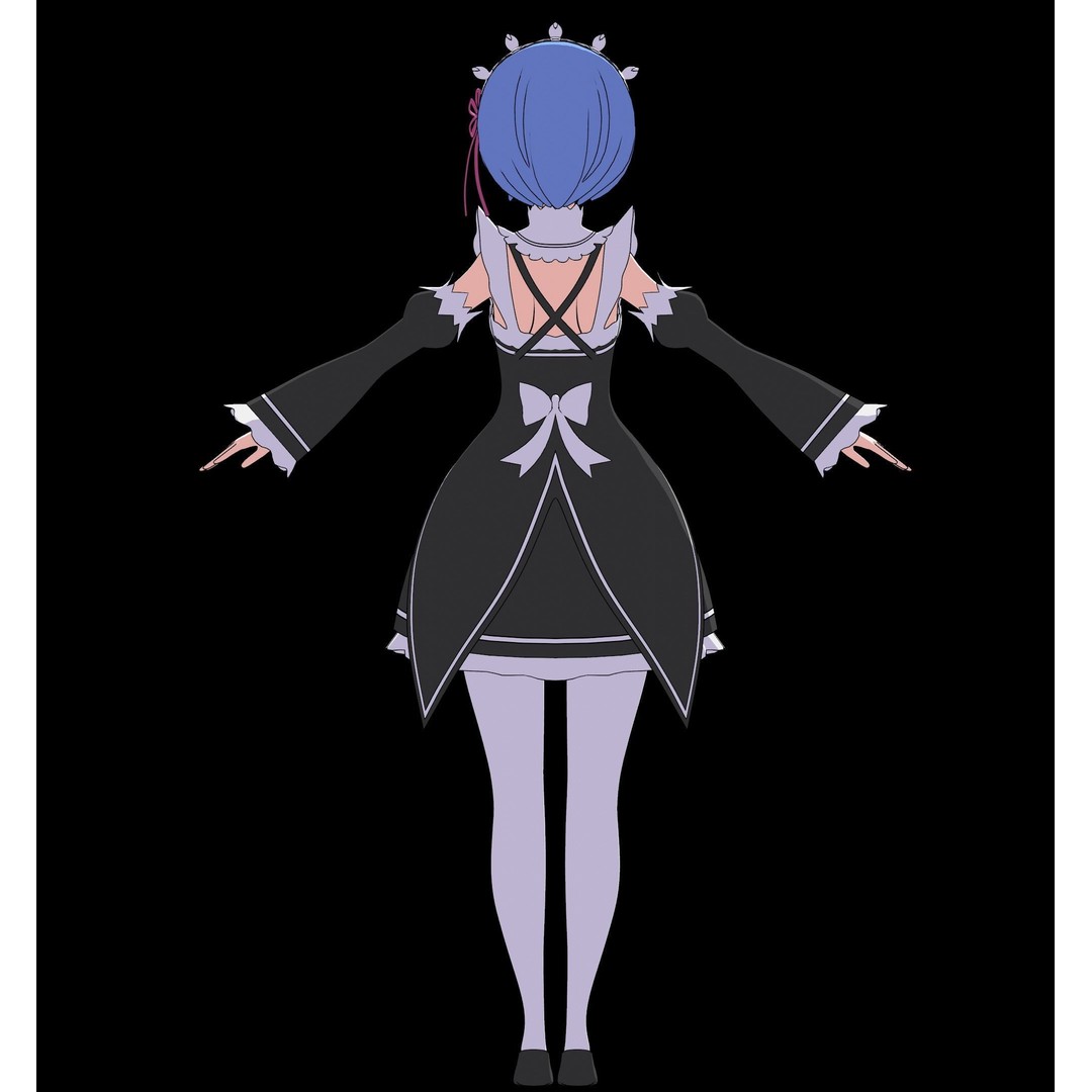 Ram & Rem 3D Model – Low Poly Anime Characters for Blender - View 25