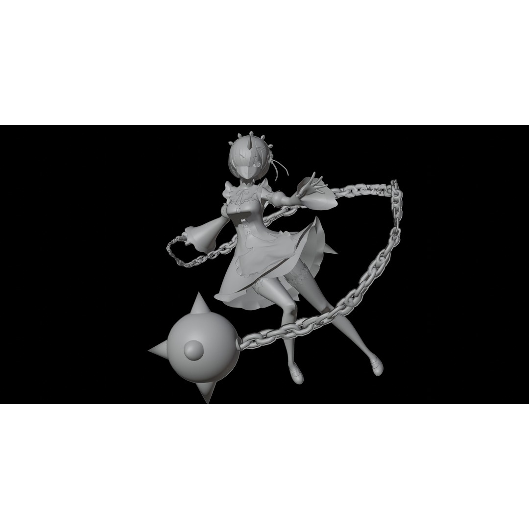 Ram & Rem 3D Model – Low Poly Anime Characters for Blender - View 29