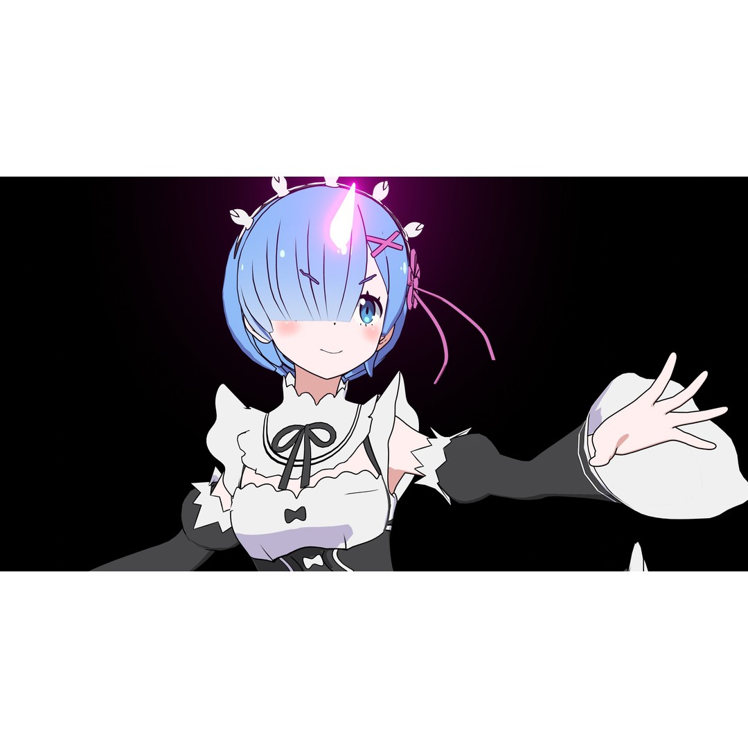 Ram & Rem 3D Model – Low Poly Anime Characters for Blender - View 31