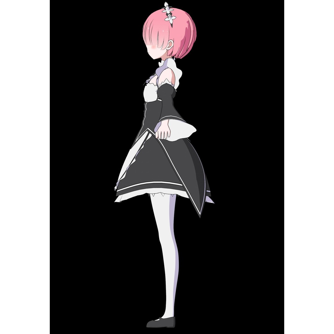 Ram & Rem 3D Model – Low Poly Anime Characters for Blender - View 7