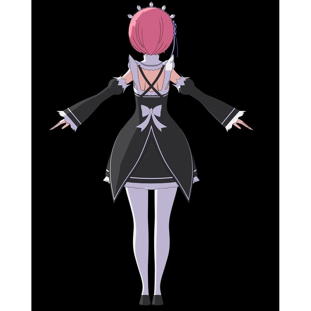 Ram & Rem 3D Model – Low Poly Anime Characters for Blender - View 8