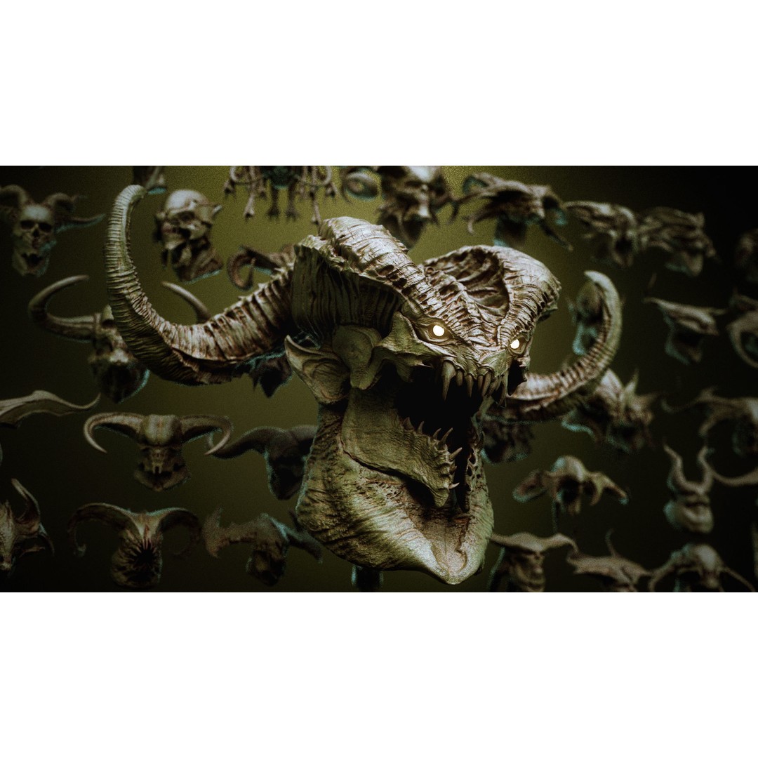 Demon 3D Model – High Poly Fantasy Heads with Blendshapes, OBJ