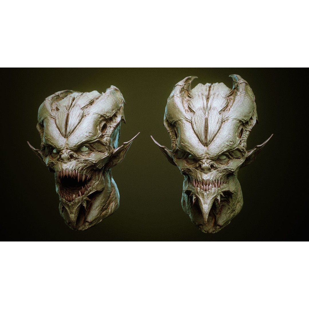 Demon 3D Model – High Poly Fantasy Heads with Blendshapes, OBJ - View 10