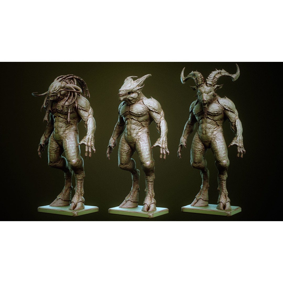 Demon 3D Model – High Poly Fantasy Heads with Blendshapes, OBJ - View 11
