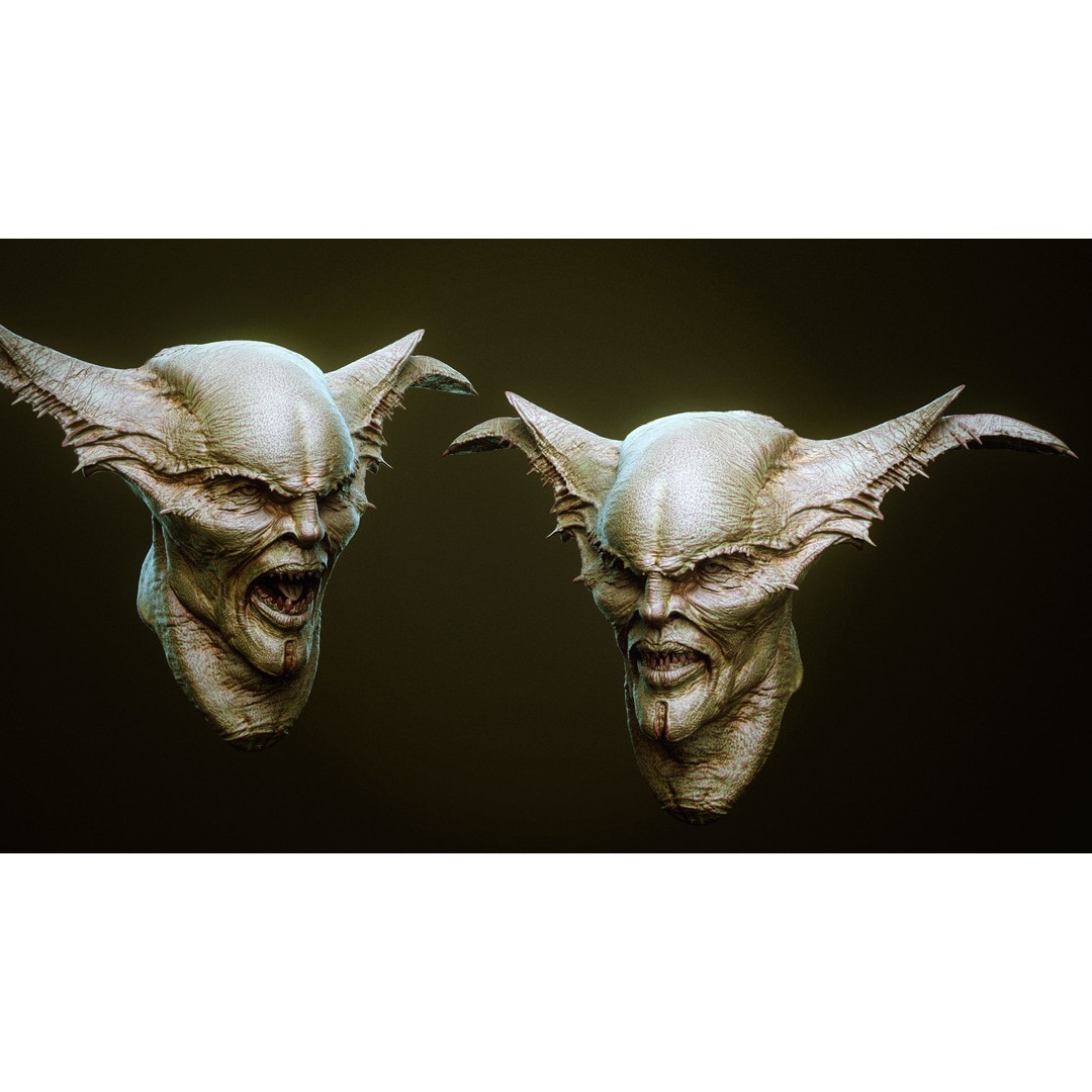 Demon 3D Model – High Poly Fantasy Heads with Blendshapes, OBJ - View 17