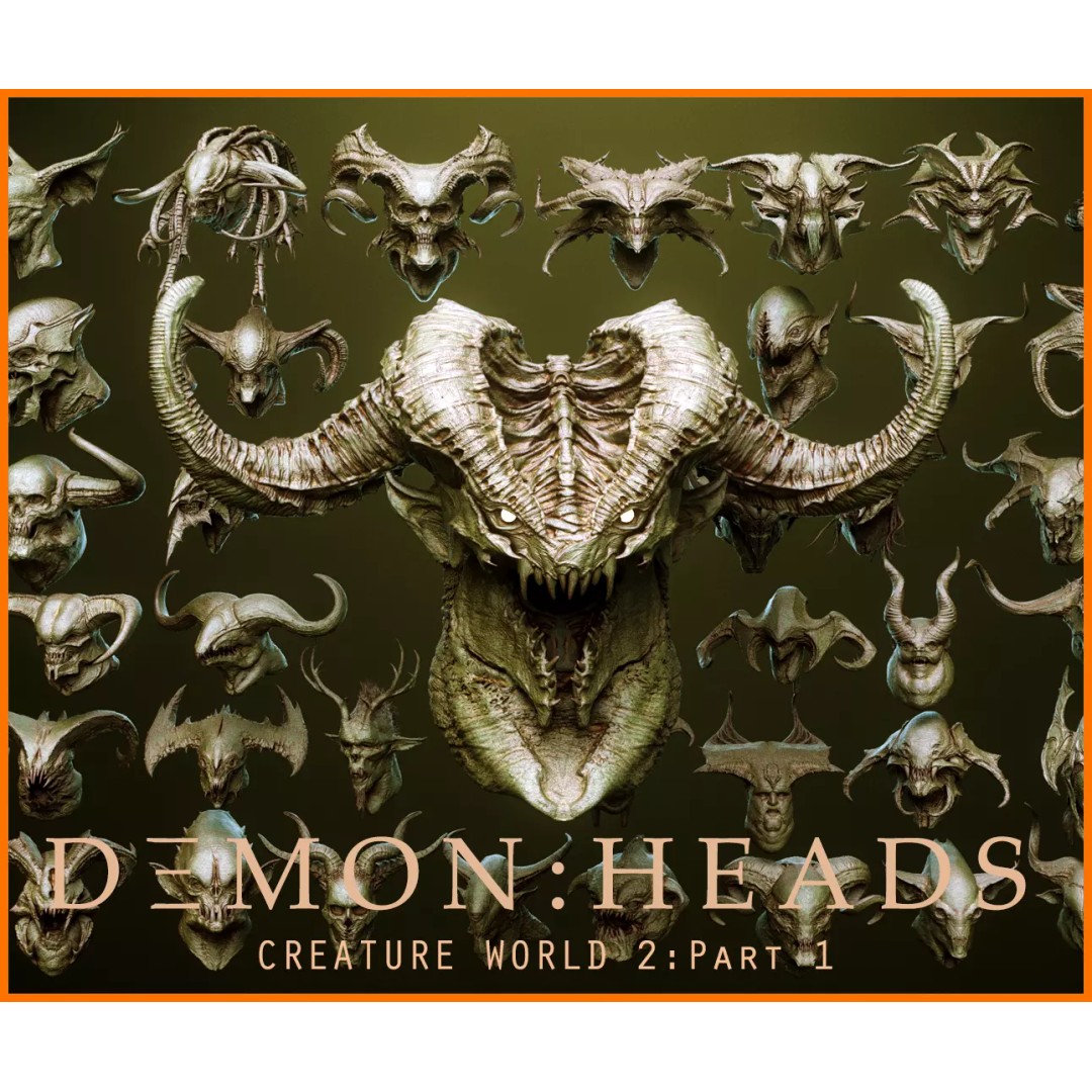 Demon 3D Model – High Poly Fantasy Heads with Blendshapes, OBJ - View 2