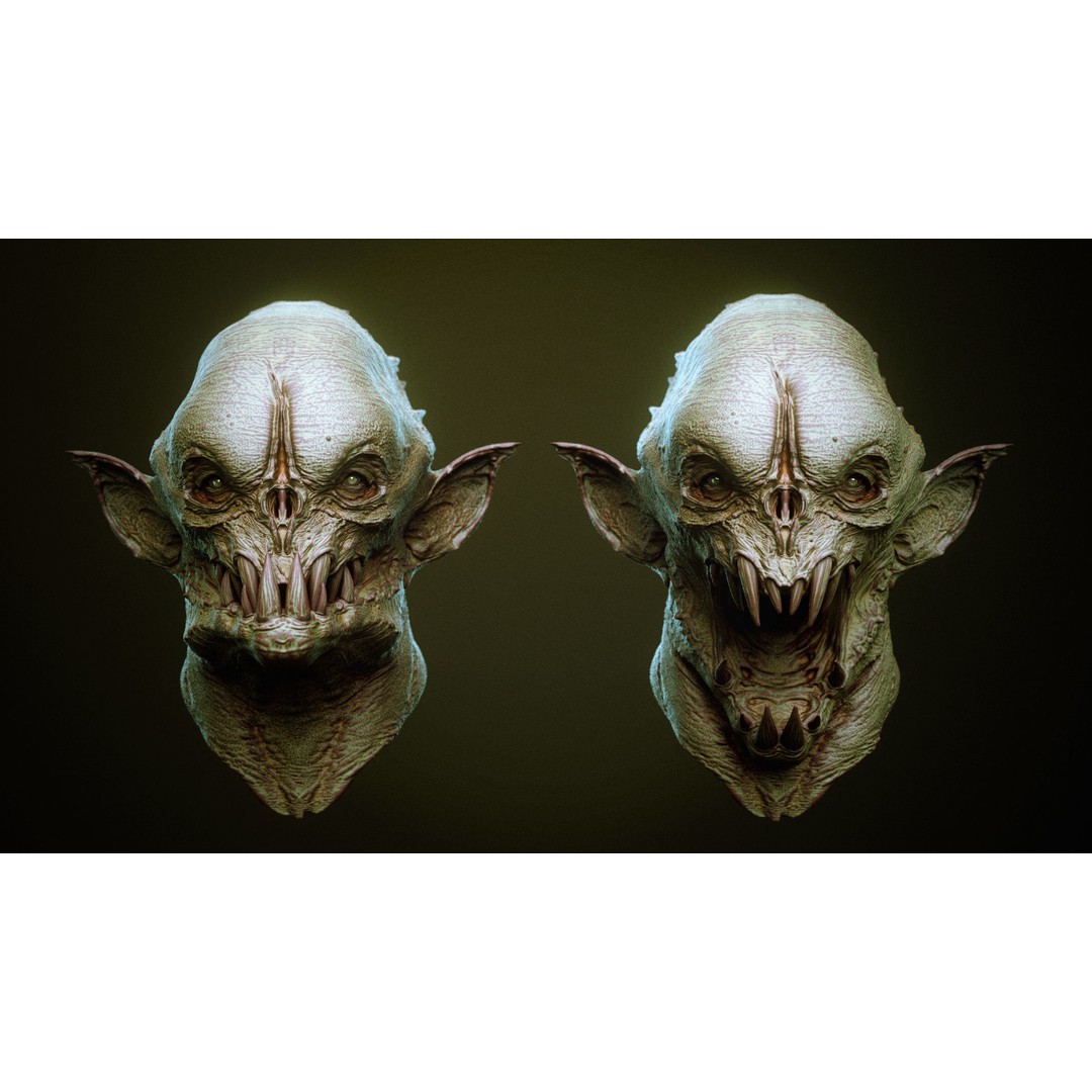Demon 3D Model – High Poly Fantasy Heads with Blendshapes, OBJ - View 20