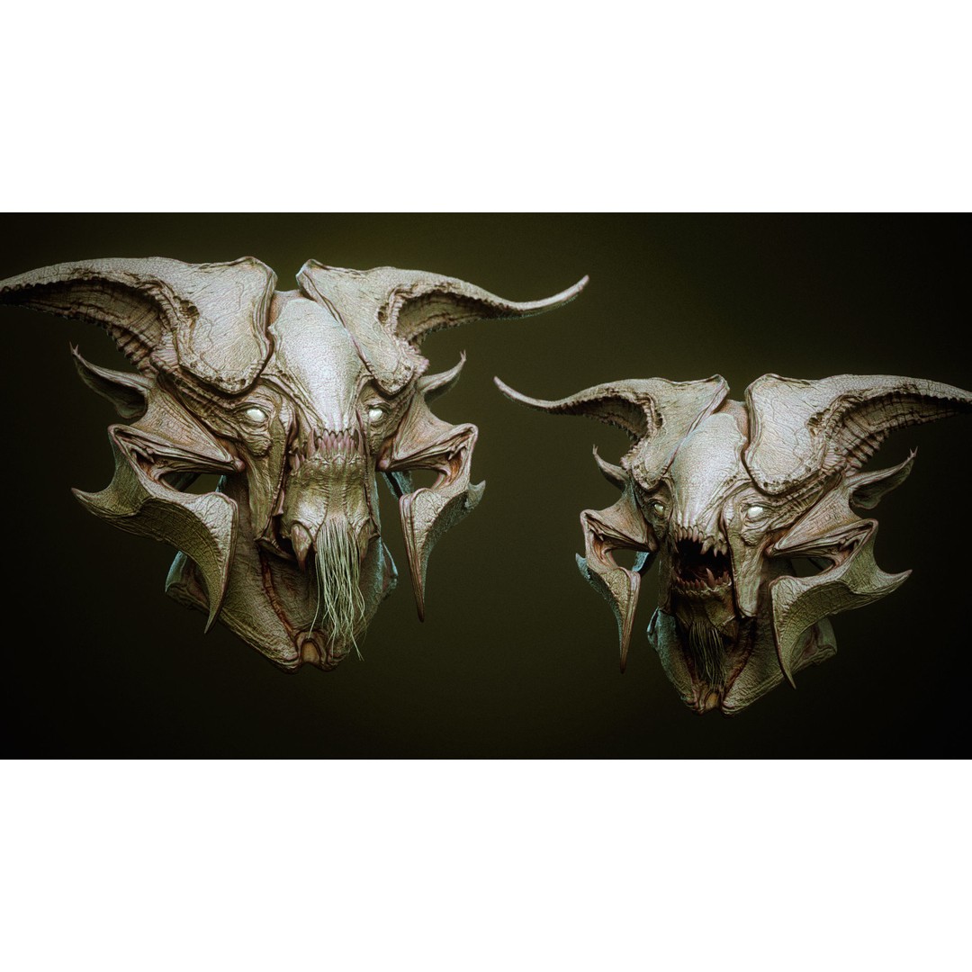 Demon 3D Model – High Poly Fantasy Heads with Blendshapes, OBJ - View 21