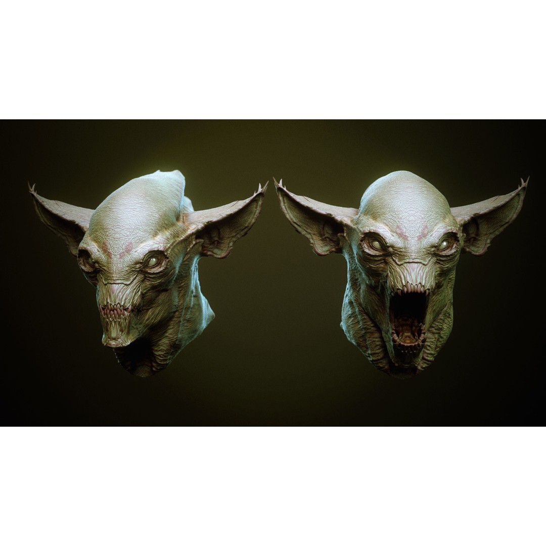 Demon 3D Model – High Poly Fantasy Heads with Blendshapes, OBJ - View 23