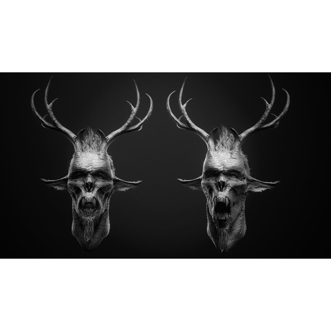 Demon 3D Model – High Poly Fantasy Heads with Blendshapes, OBJ - View 25