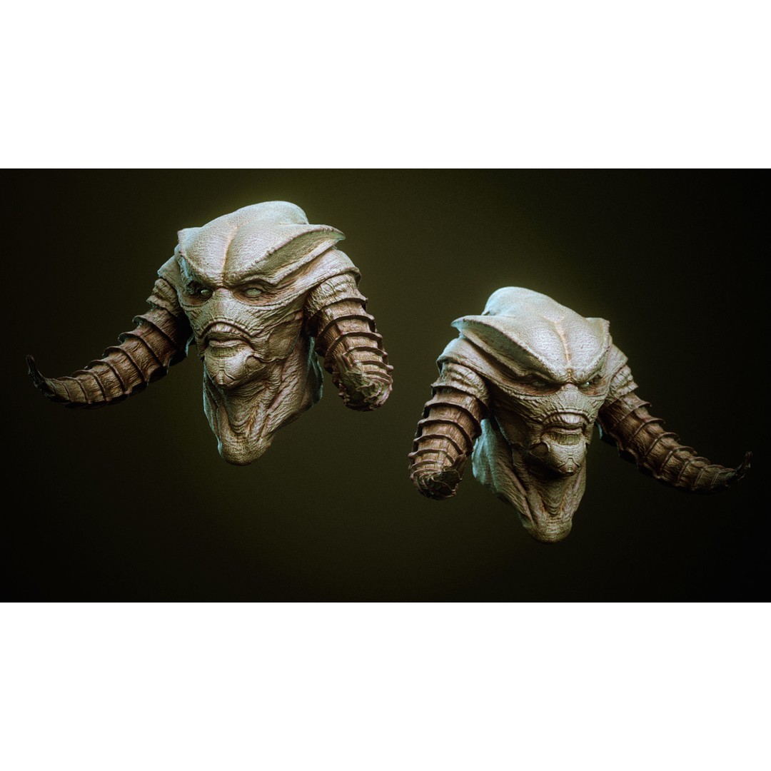 Demon 3D Model – High Poly Fantasy Heads with Blendshapes, OBJ - View 26