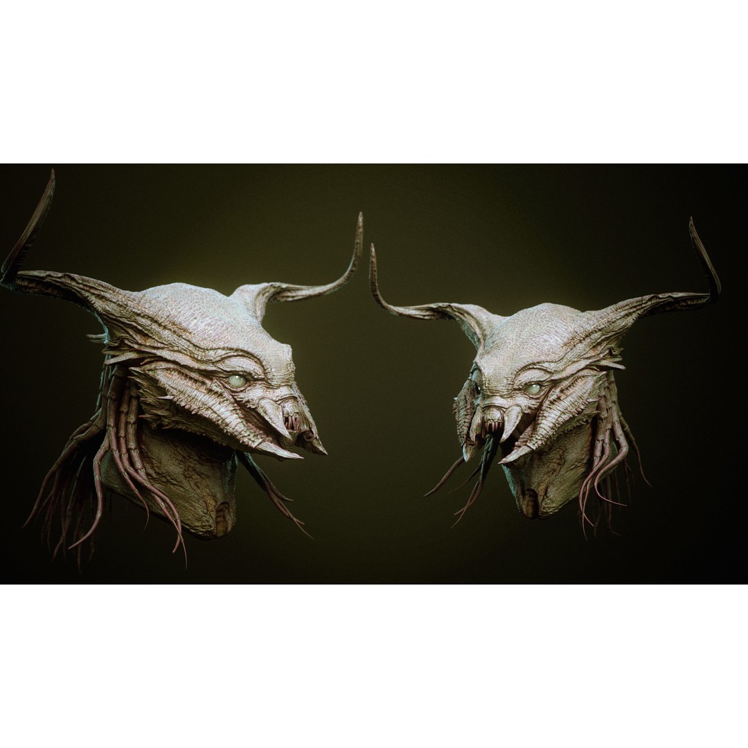 Demon 3D Model – High Poly Fantasy Heads with Blendshapes, OBJ - View 27