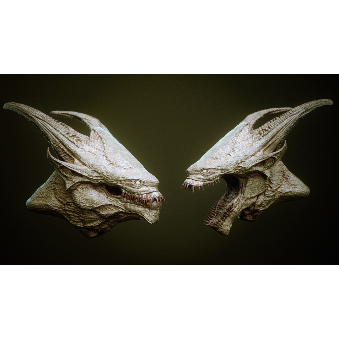 Demon 3D Model – High Poly Fantasy Heads with Blendshapes, OBJ - View 28