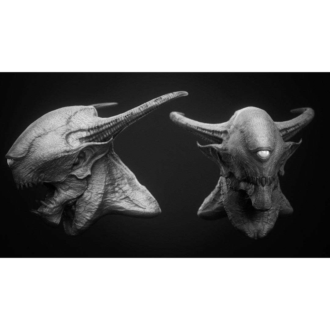 Demon 3D Model – High Poly Fantasy Heads with Blendshapes, OBJ - View 31