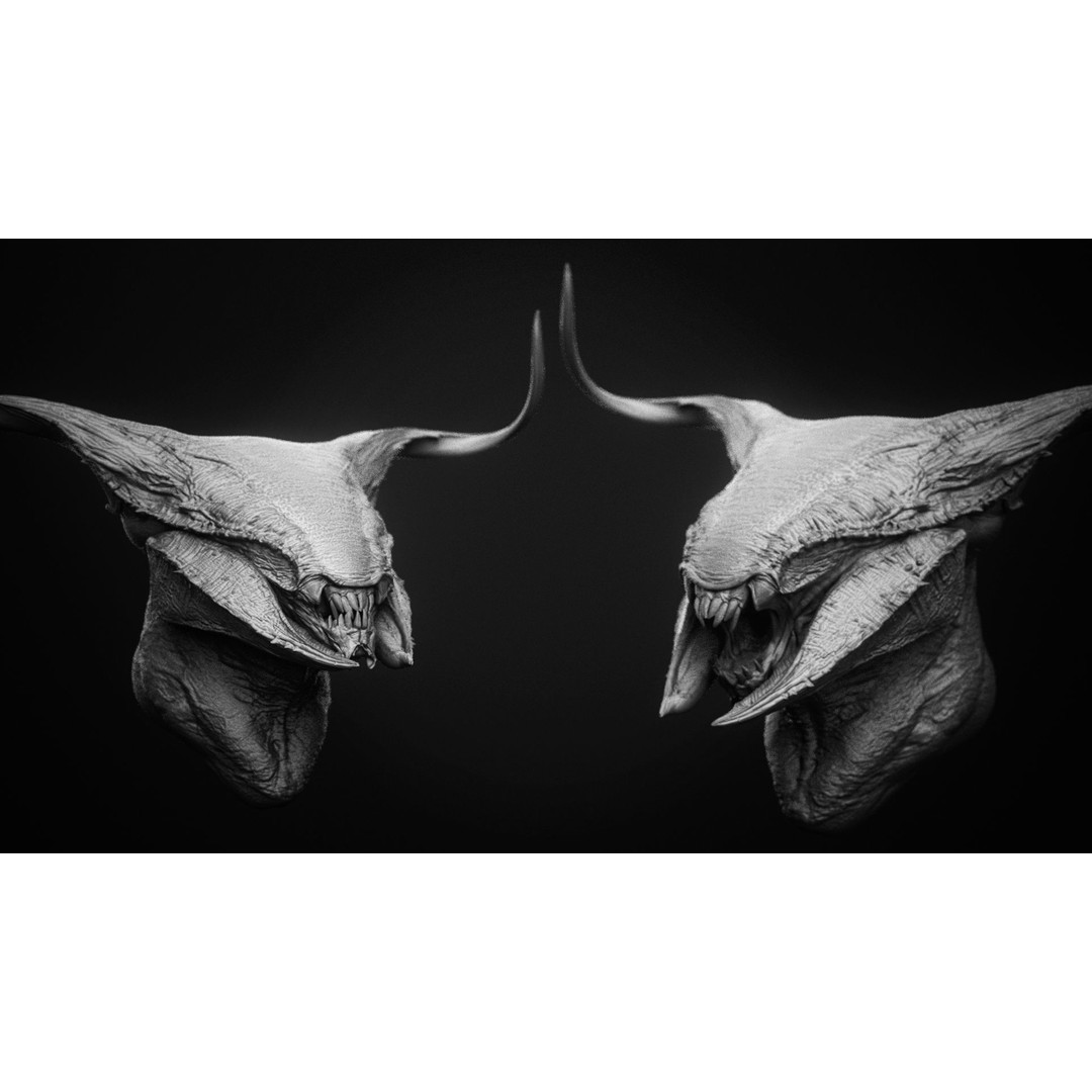 Demon 3D Model – High Poly Fantasy Heads with Blendshapes, OBJ - View 32