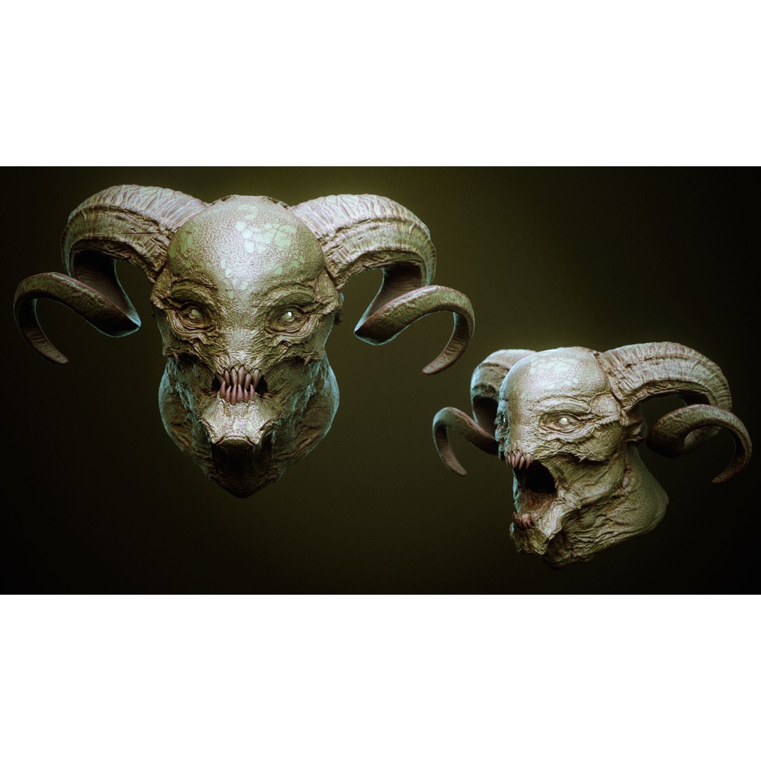 Demon 3D Model – High Poly Fantasy Heads with Blendshapes, OBJ - View 33