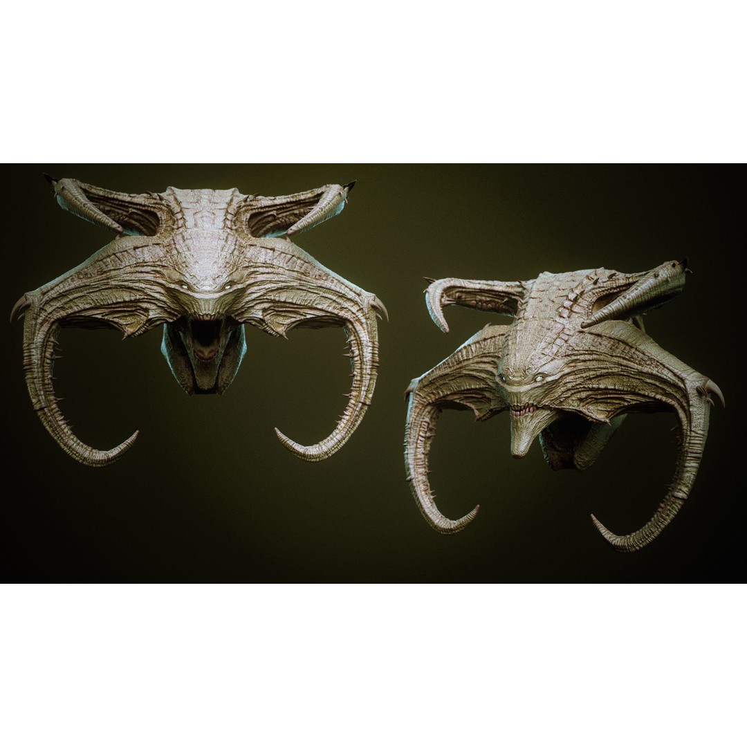 Demon 3D Model – High Poly Fantasy Heads with Blendshapes, OBJ - View 34