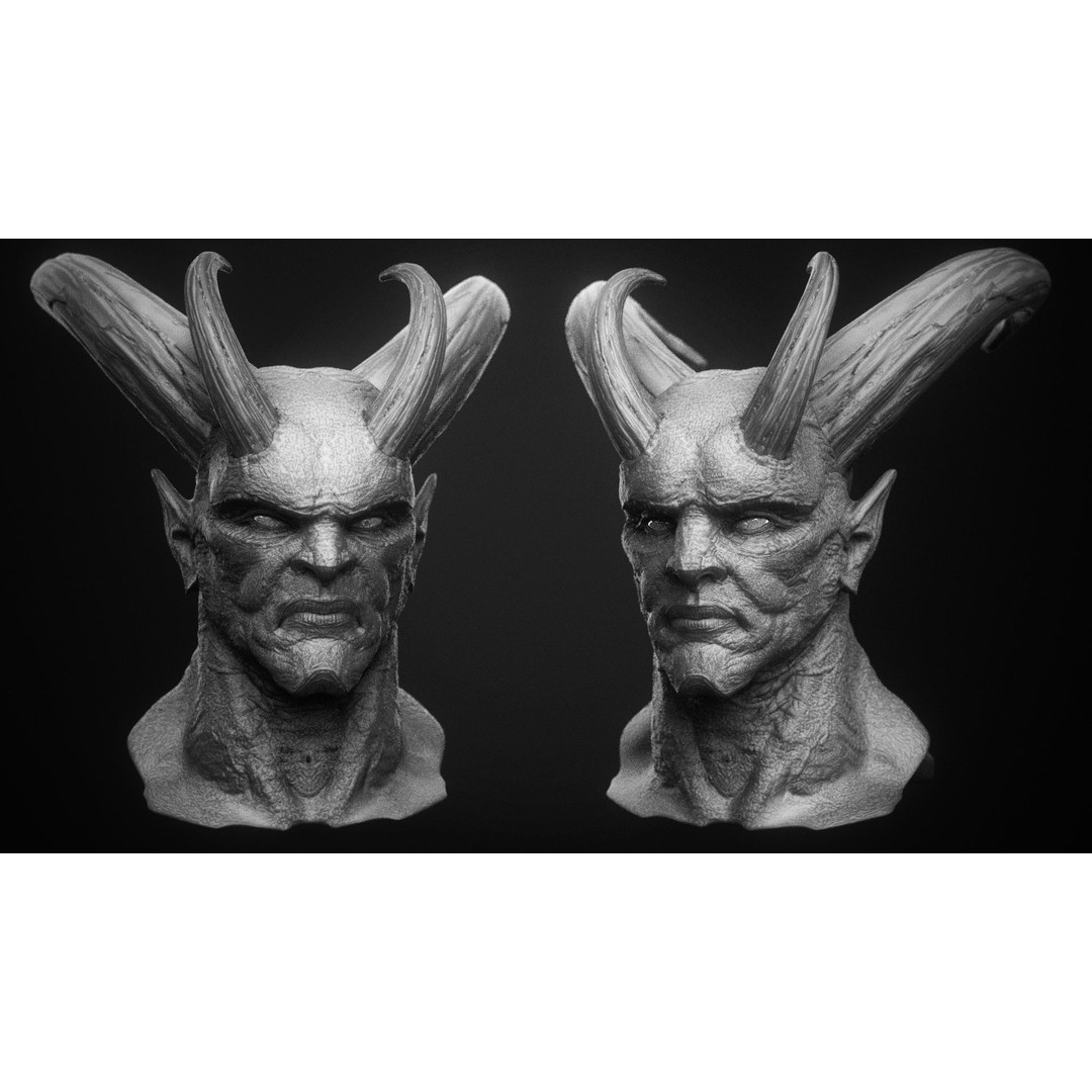 Demon 3D Model – High Poly Fantasy Heads with Blendshapes, OBJ - View 35