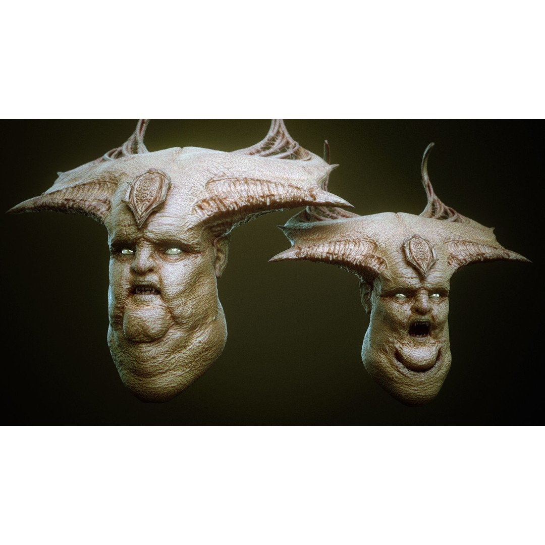 Demon 3D Model – High Poly Fantasy Heads with Blendshapes, OBJ - View 38
