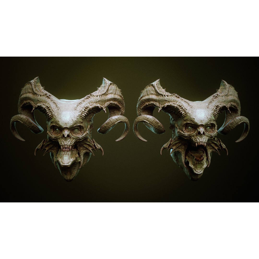Demon 3D Model – High Poly Fantasy Heads with Blendshapes, OBJ - View 4