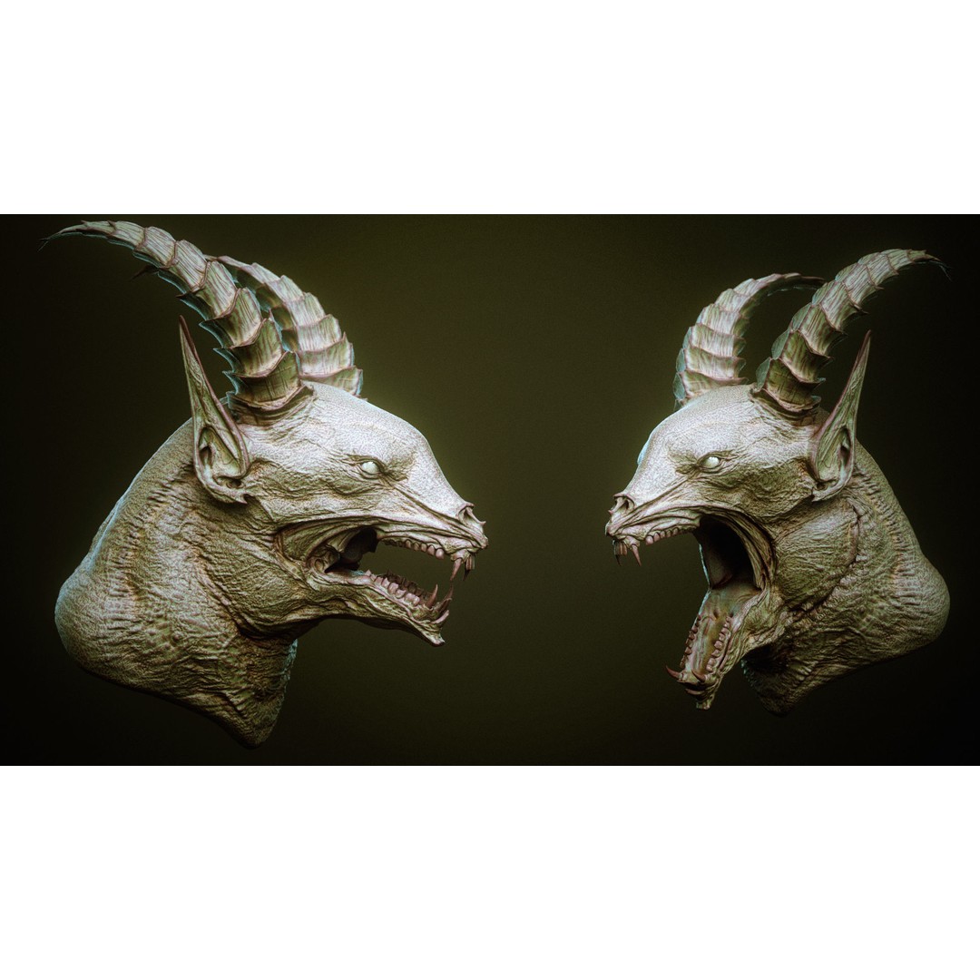 Demon 3D Model – High Poly Fantasy Heads with Blendshapes, OBJ - View 40