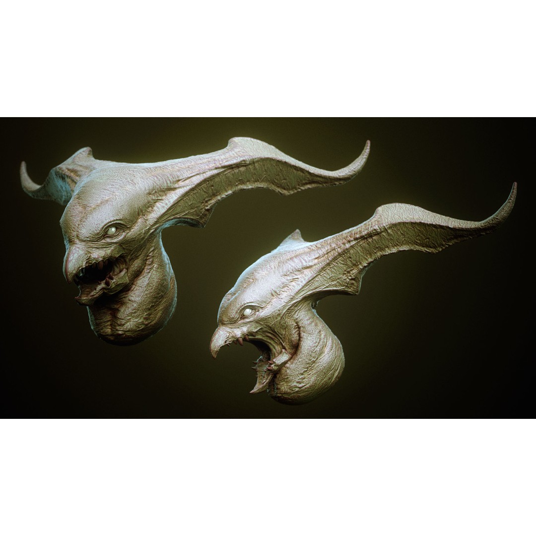 Demon 3D Model – High Poly Fantasy Heads with Blendshapes, OBJ - View 44