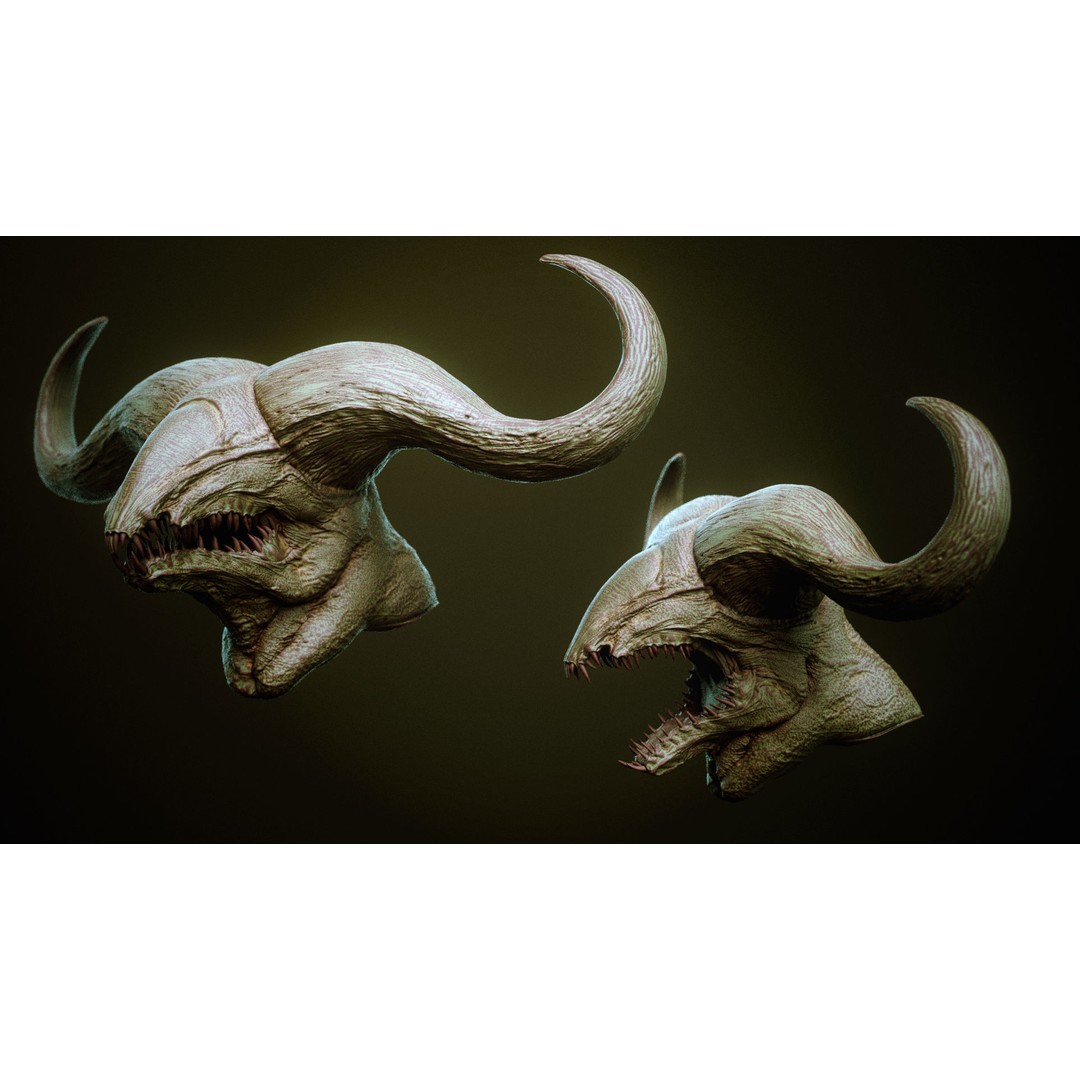 Demon 3D Model – High Poly Fantasy Heads with Blendshapes, OBJ - View 45