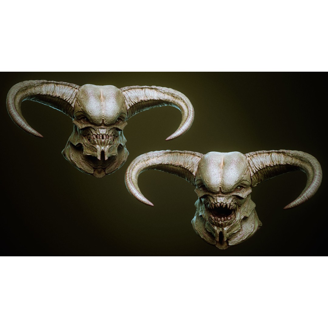 Demon 3D Model – High Poly Fantasy Heads with Blendshapes, OBJ - View 46