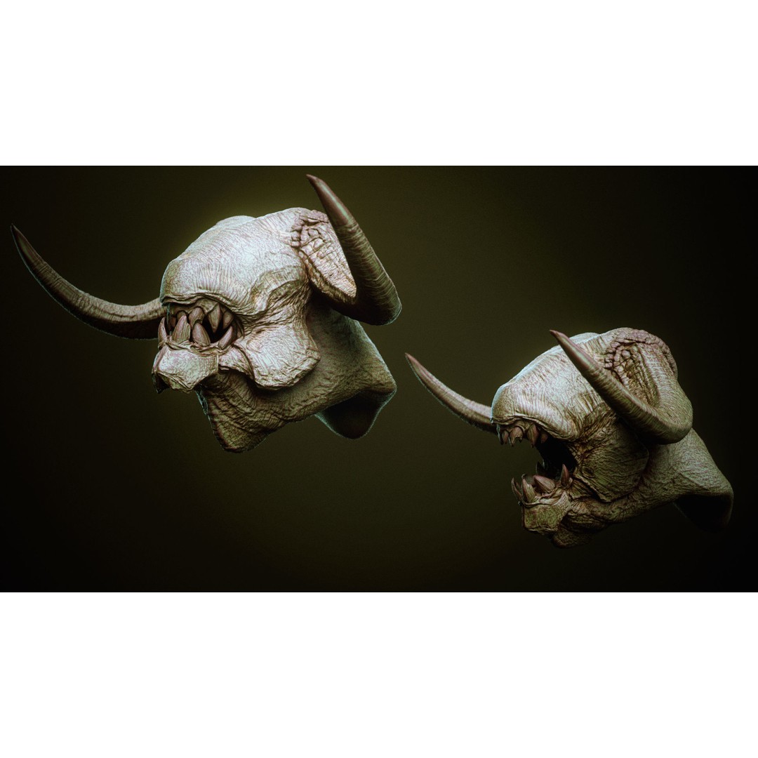Demon 3D Model – High Poly Fantasy Heads with Blendshapes, OBJ - View 47