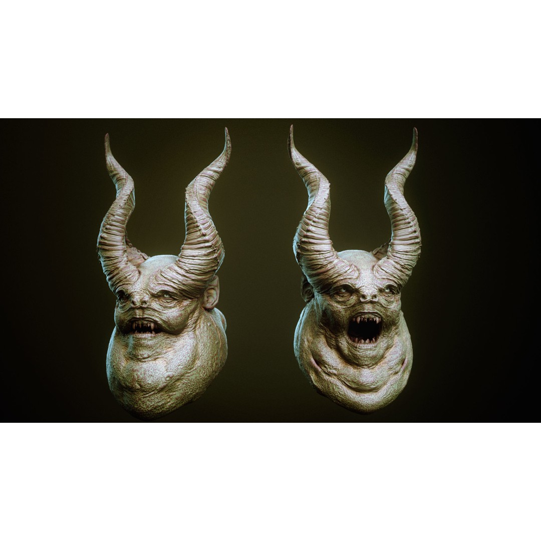 Demon 3D Model – High Poly Fantasy Heads with Blendshapes, OBJ - View 50