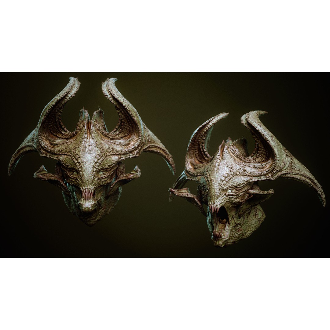 Demon 3D Model – High Poly Fantasy Heads with Blendshapes, OBJ - View 52