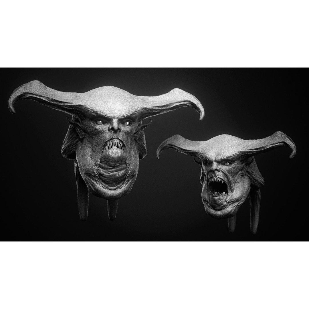Demon 3D Model – High Poly Fantasy Heads with Blendshapes, OBJ - View 53