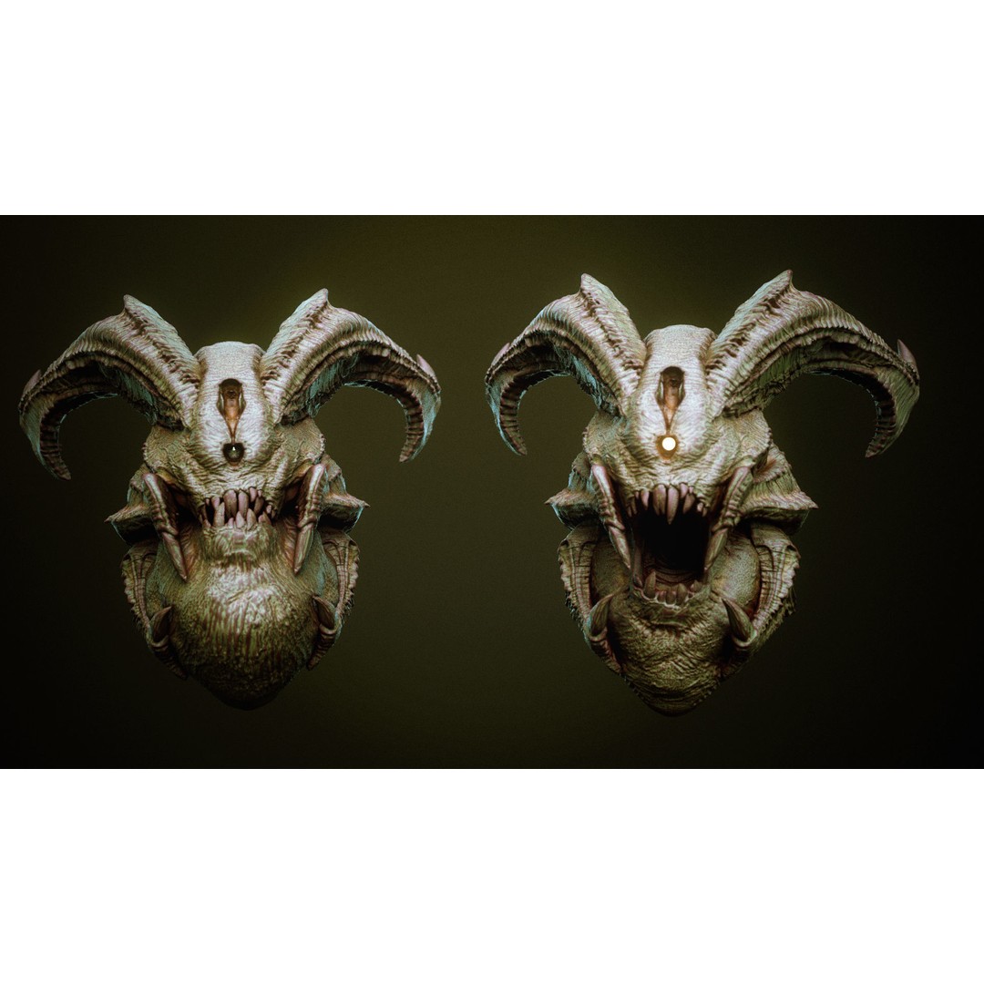 Demon 3D Model – High Poly Fantasy Heads with Blendshapes, OBJ - View 56
