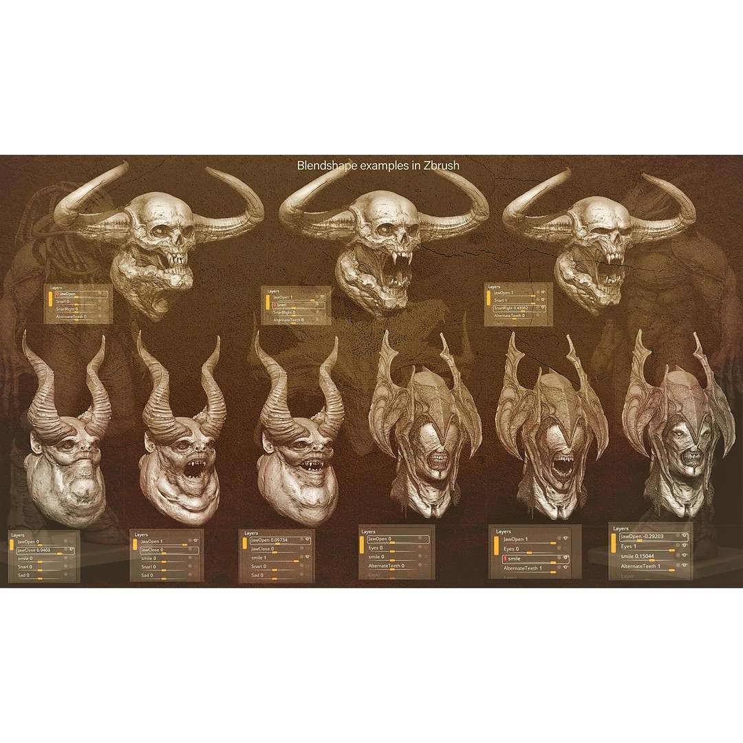 Demon 3D Model – High Poly Fantasy Heads with Blendshapes, OBJ - View 6