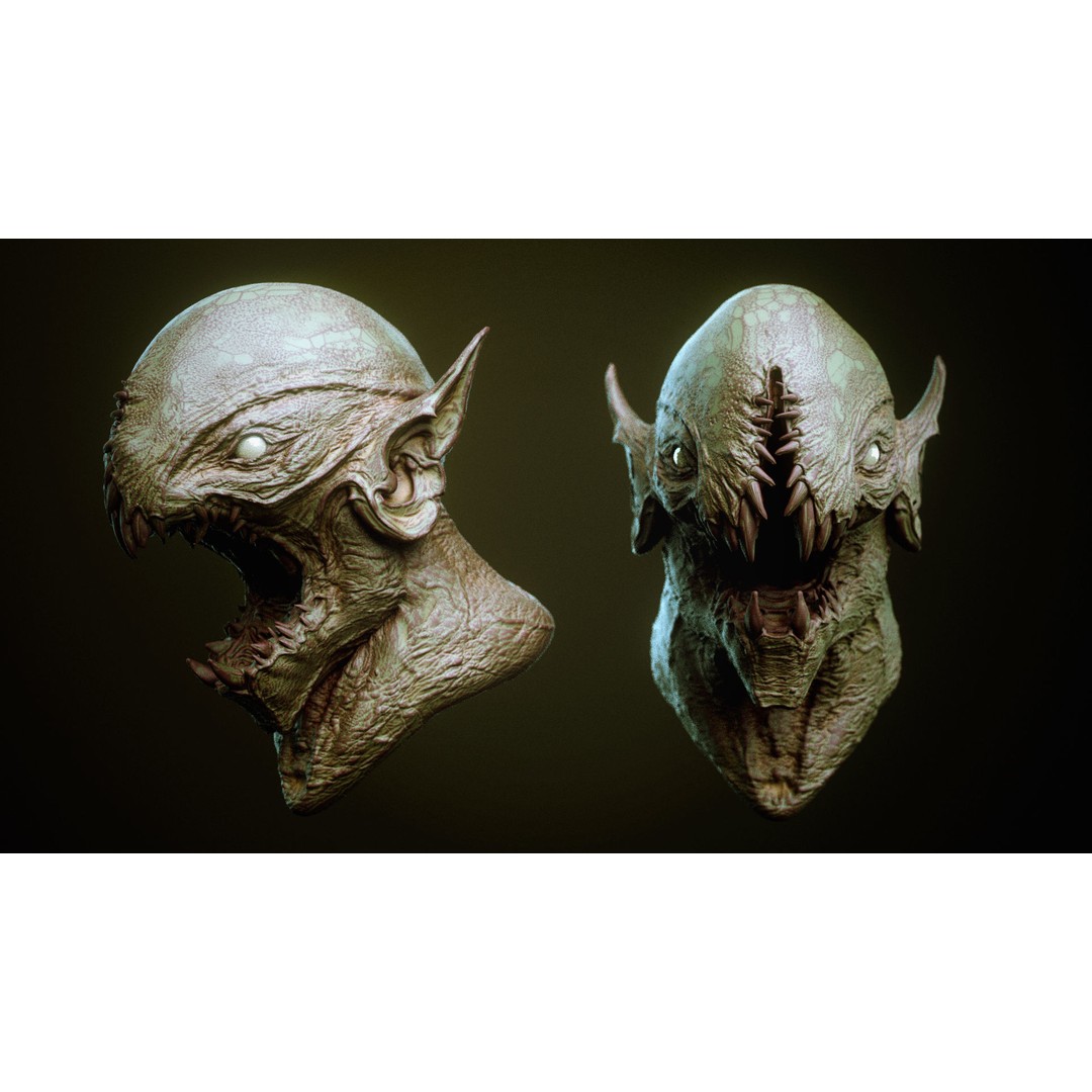 Demon 3D Model – High Poly Fantasy Heads with Blendshapes, OBJ - View 8