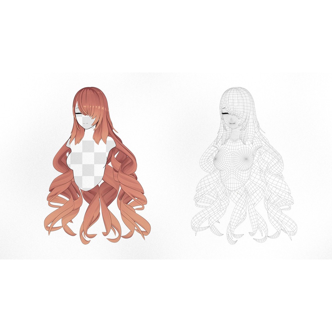 Anime Hairstyle Collection 3D Model – Low Poly Character Asset, FBX